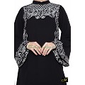 Embroidery designer abaya- Black